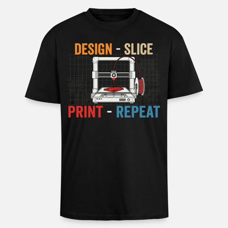 3D-Druck Evolution – Design Slice Print Repeat - Oversized Heavyweight Unisex T-Shirt - Schwarz