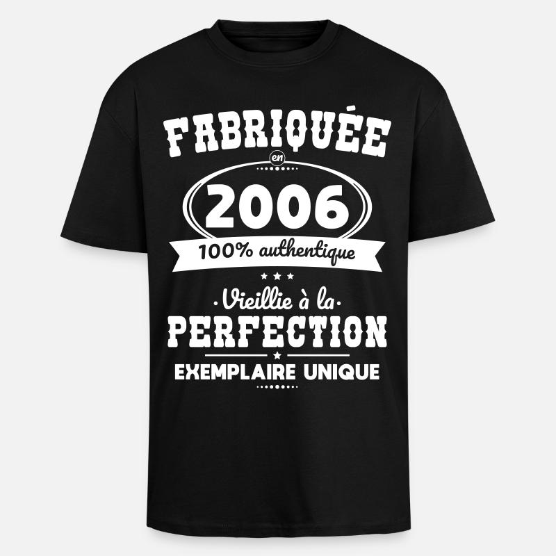 Hergestellt 2006 – Perfekt gereift - Oversized Heavyweight Unisex T-Shirt - Schwarz
