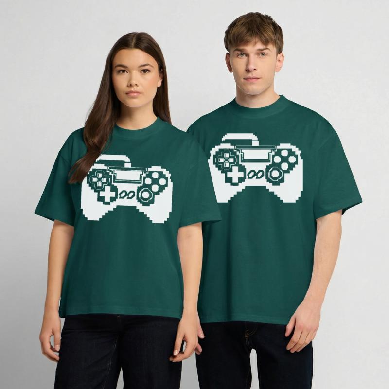 Game Controller Pixel Graphics Unisex Oversized Heavyweight T-shirt