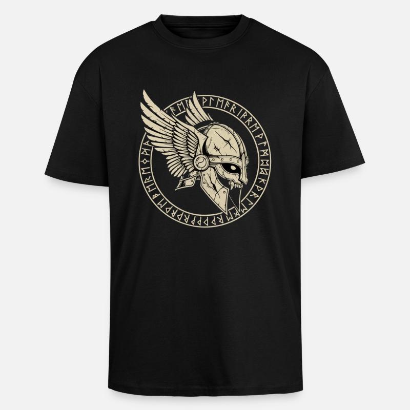 Wikinger Helm Runen Krieger - Oversized Heavyweight Unisex T-Shirt - Schwarz