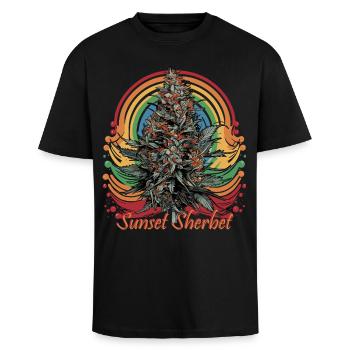 Sunset Sherbet - Oversized Heavyweight Unisex T-Shirt - Schwarz - Vorne - Alina (178cm) & Michal (187cm)
