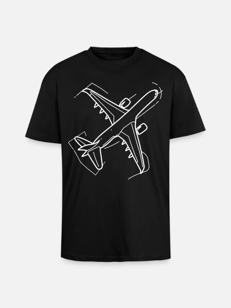 Dessin d’avion - T-shirt unisexe oversize épais - noir