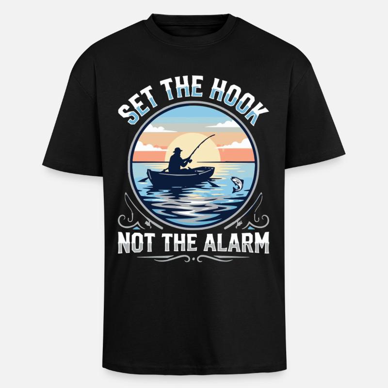 Accroche, pas l’alarme, pêcheur Spruch - T-shirt unisexe oversize épais - noir