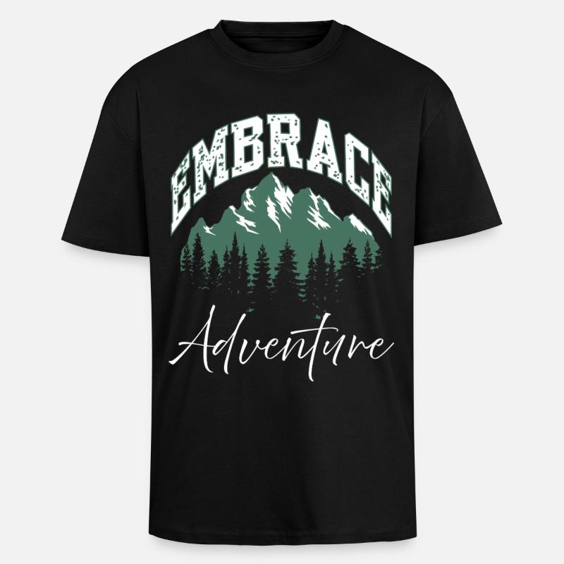 Embrace Adventure Mountain Logo - Unisex Oversized Heavyweight T-shirt - black