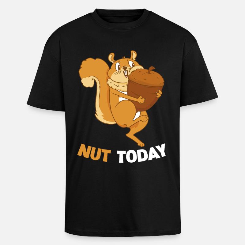 NUT TODAY Eichhörnchen Eichel - Oversized Heavyweight Unisex T-Shirt - Schwarz