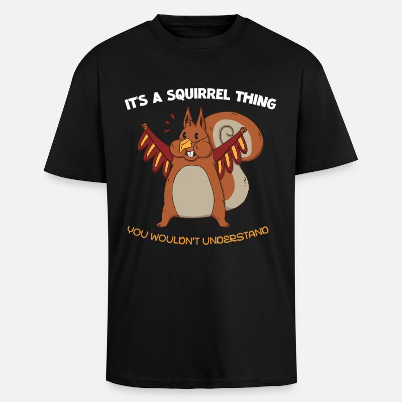 Flügel-Eichhörnchen Spruch - Oversized Heavyweight Unisex T-Shirt - Schwarz