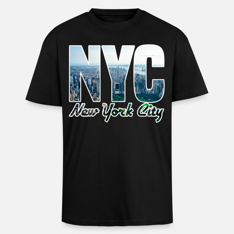 NYC Skyline Blockbuchstaben - Oversized Heavyweight Unisex T-Shirt - Schwarz
