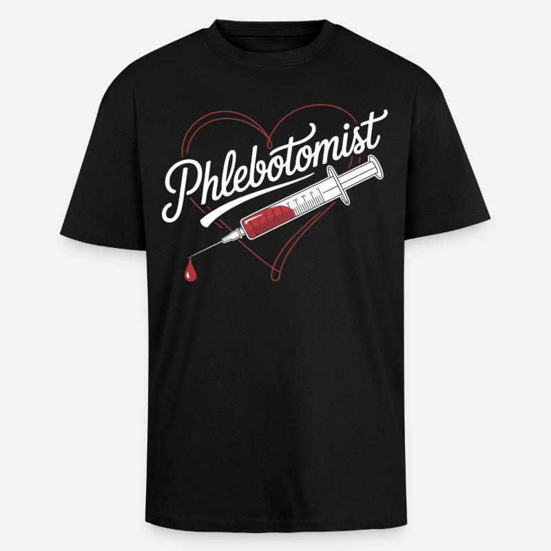 Phlebotomist Herzspritze - Oversized Heavyweight Unisex T-Shirt - Schwarz