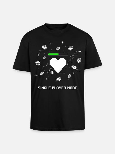 Single Player Mode Gamer Heart - Unisex Oversized Heavyweight T-shirt - black