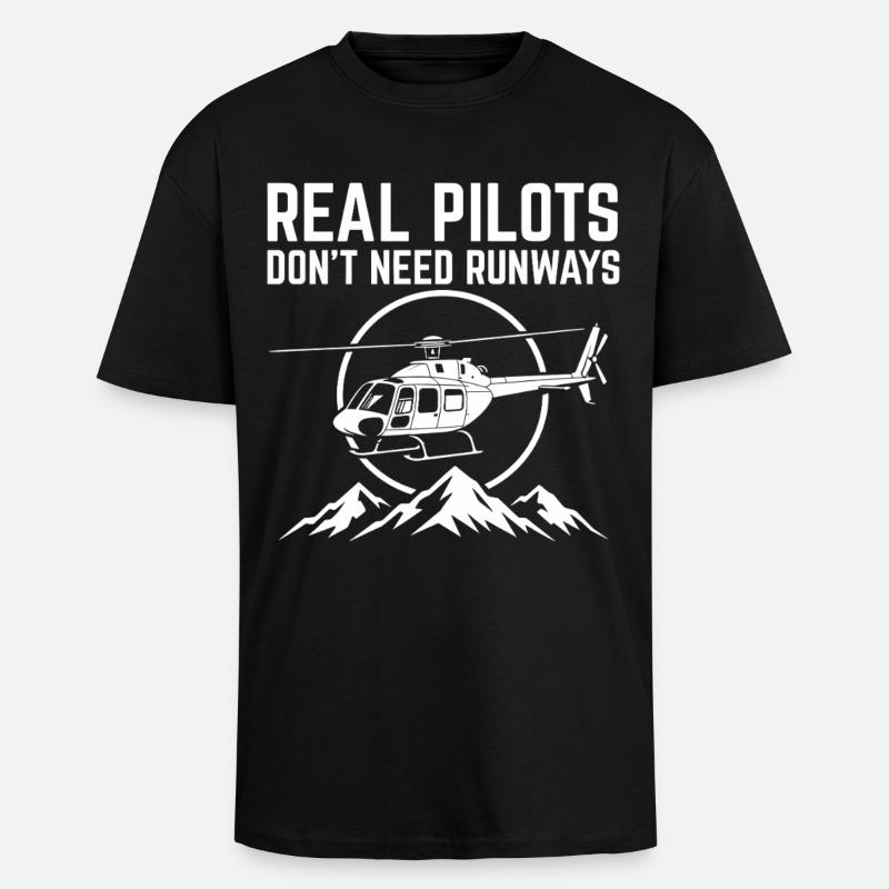 Hubschrauberpilot Helikopterpilot - Oversized Heavyweight Unisex T-Shirt - Schwarz