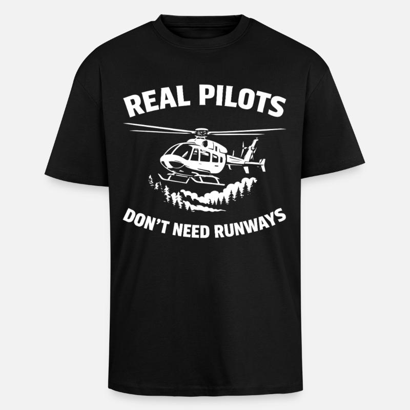 Hubschrauberpilot Helikopterpilot - Oversized Heavyweight Unisex T-Shirt - Schwarz