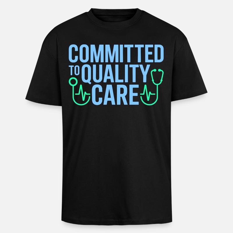 Nurse Practitioner Committed To Quality Nursing - Unisex Oversized Heavyweight T-shirt - black