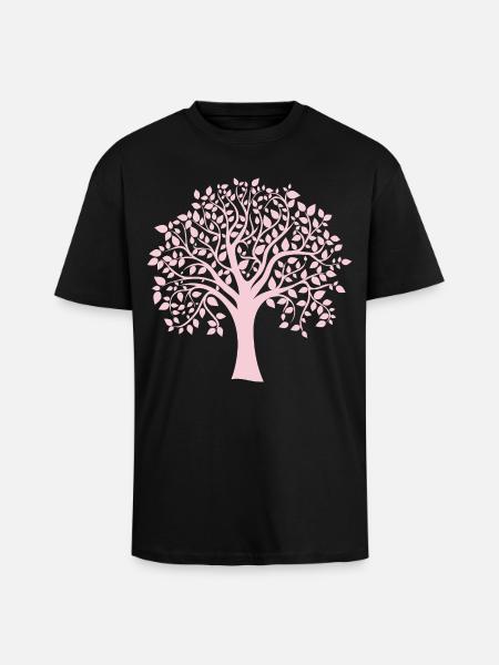 Icon Pink Jumbo Tree Print Silhouette - Unisex Oversized Heavyweight T-shirt - black