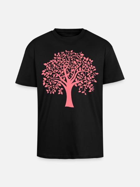 Icon Red Jumbo Tree Print Silhouette - Unisex Oversized Heavyweight T-shirt - black