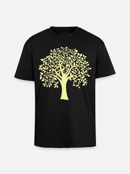 Icon Gelber Jumbo-Baum-Print-Silhouette - Oversized Heavyweight Unisex T-Shirt - Schwarz