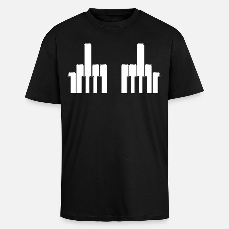 Klaviertasten Mittelfinger - Oversized Heavyweight Unisex T-Shirt - Schwarz