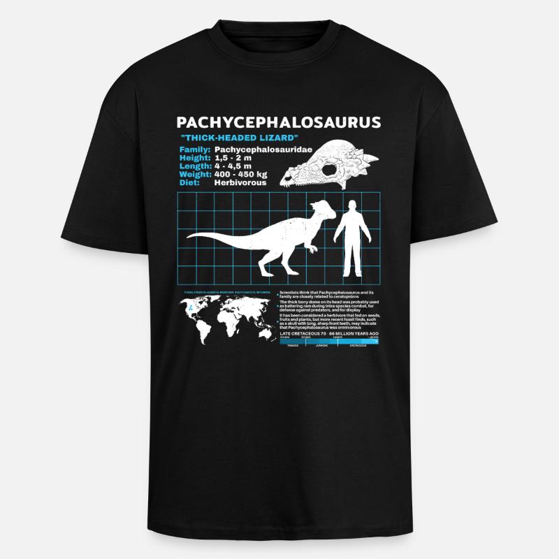 Pachycephalosaurus Fact Sheet - Oversized Heavyweight Unisex T-Shirt - Schwarz