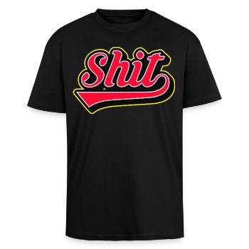 Shit Word Script Logo - Unisex Oversized Heavyweight T-shirt - black - Front - Alina (178cm) & Michal (187cm)