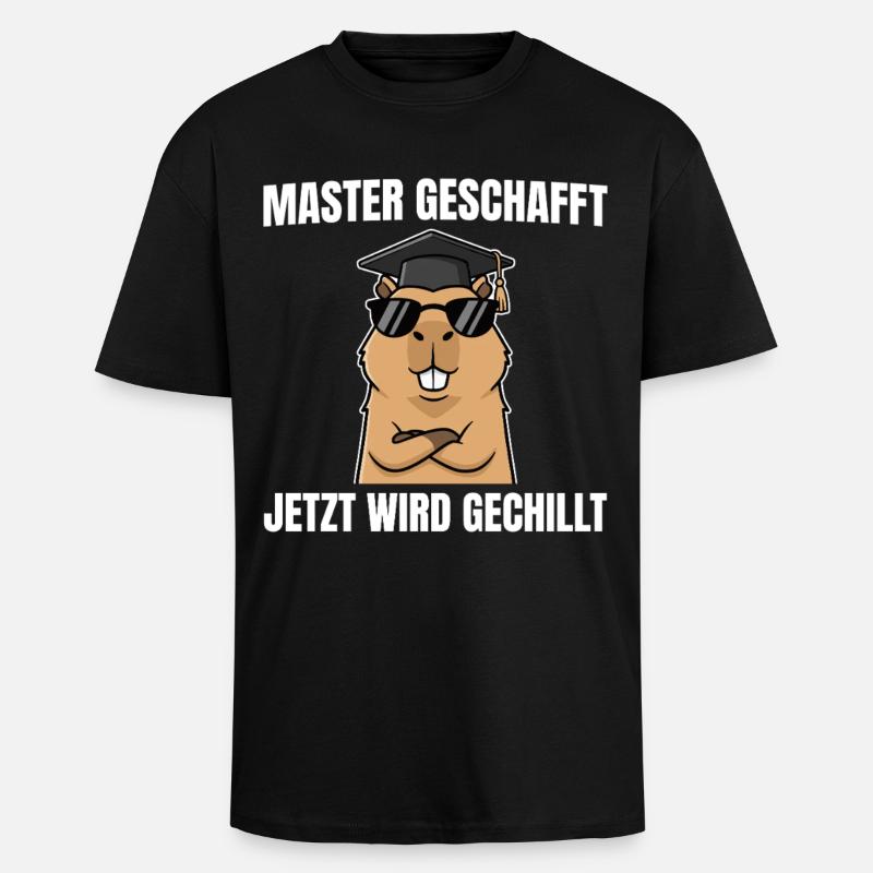 Master geschafft Capybara Bestandene Masterprüfung - Oversized Heavyweight Unisex T-Shirt - Schwarz