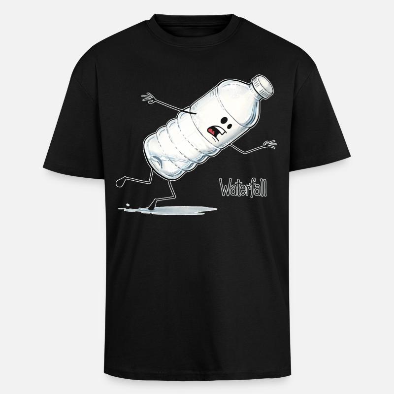 Waterfall – Falling Water Bottle Cartoon - Unisex Oversized Heavyweight T-shirt - black
