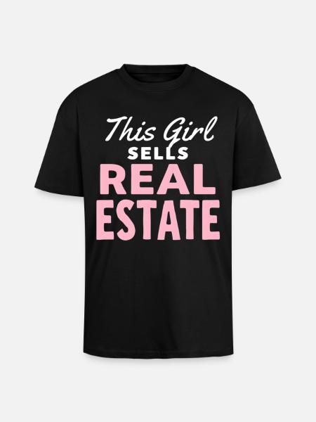 Cette fille vend de l’immobilier - T-shirt unisexe oversize épais - noir