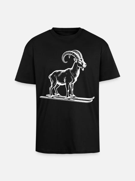 Funny ibex for skiers - Unisex Oversized Heavyweight T-shirt - black