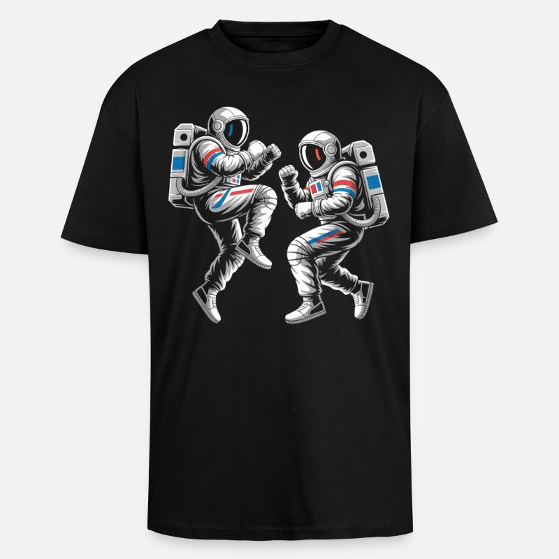 Duels d’astronautes dans un style rétro - T-shirt unisexe oversize épais - noir