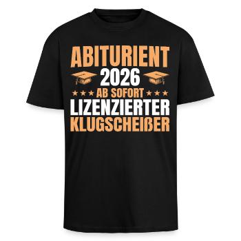 Abitur 2026 : Examen final réussi, Abitur - T-shirt unisexe oversize épais - noir - Devant - Alina (178cm) & Michal (187cm)