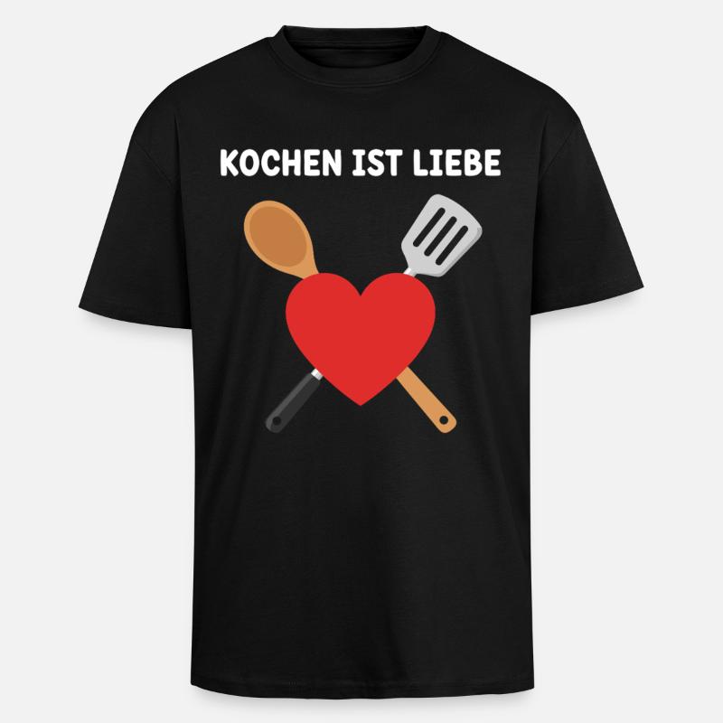 Kochen ist Liebe - Oversized Heavyweight Unisex T-Shirt - Schwarz