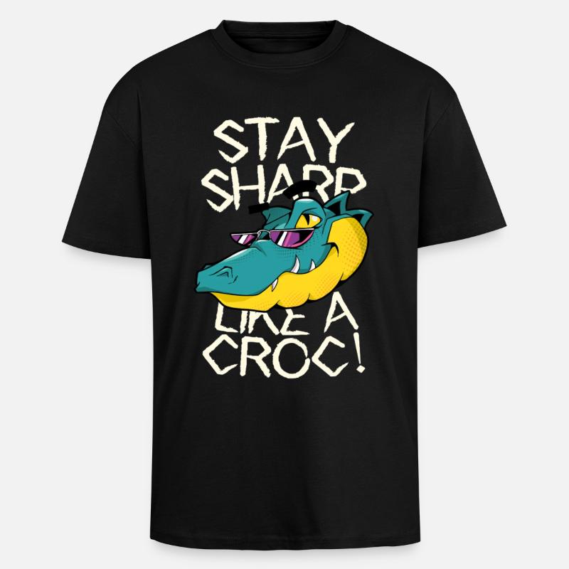 Stay sharp - Crocodile with style - Unisex Oversized Heavyweight T-shirt - black