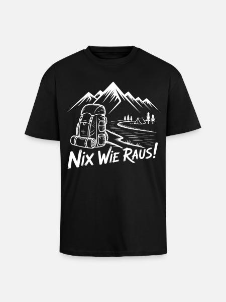 Nix Wie Raus Bergwanderung - Oversized Heavyweight Unisex T-Shirt - Schwarz