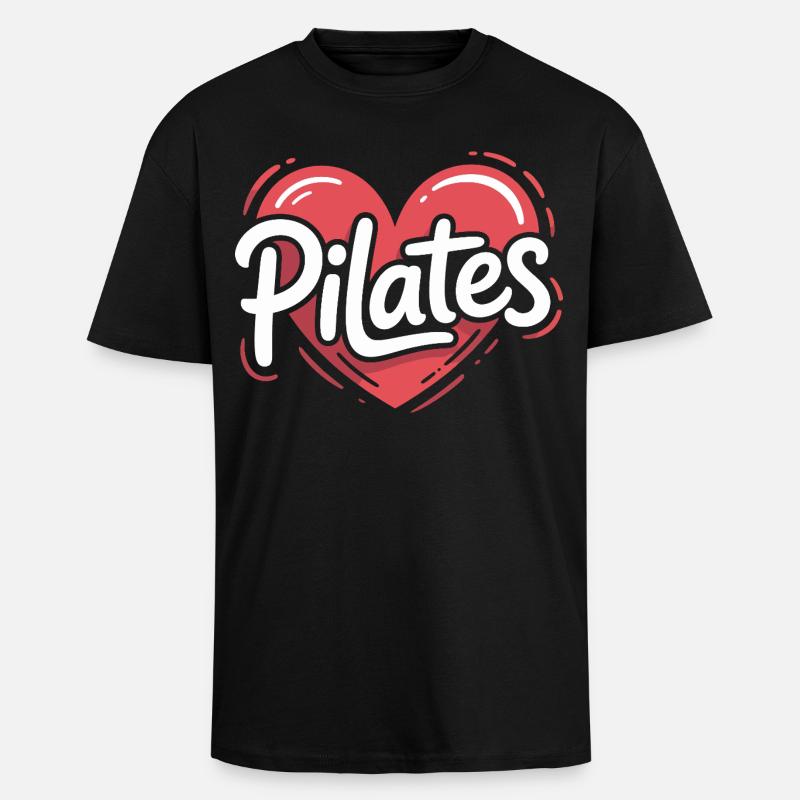 Conception de cœurs en Pilates - T-shirt unisexe oversize épais - noir