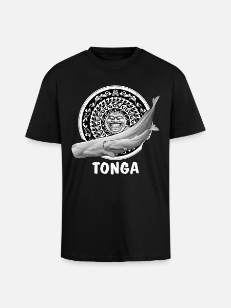 Pottwale und Tikimaske - Oversized Heavyweight Unisex T-Shirt - Schwarz