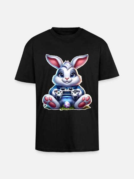 Easter Bunny Gaming Gamer - Unisex Oversized Heavyweight T-shirt - black