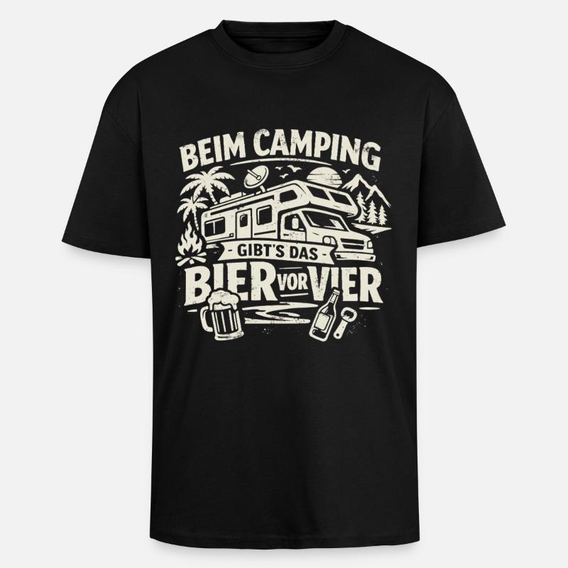 Camping | Bier vor Vier - Oversized Heavyweight Unisex T-Shirt - Schwarz