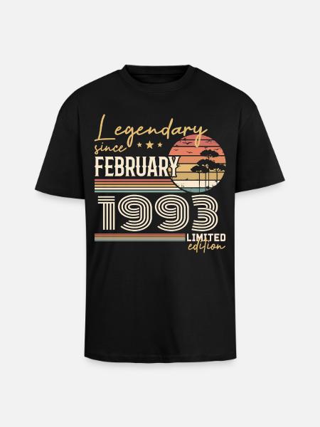 February 1993 Anniversary 1993 Legends February - Unisex Oversized Heavyweight T-shirt - black