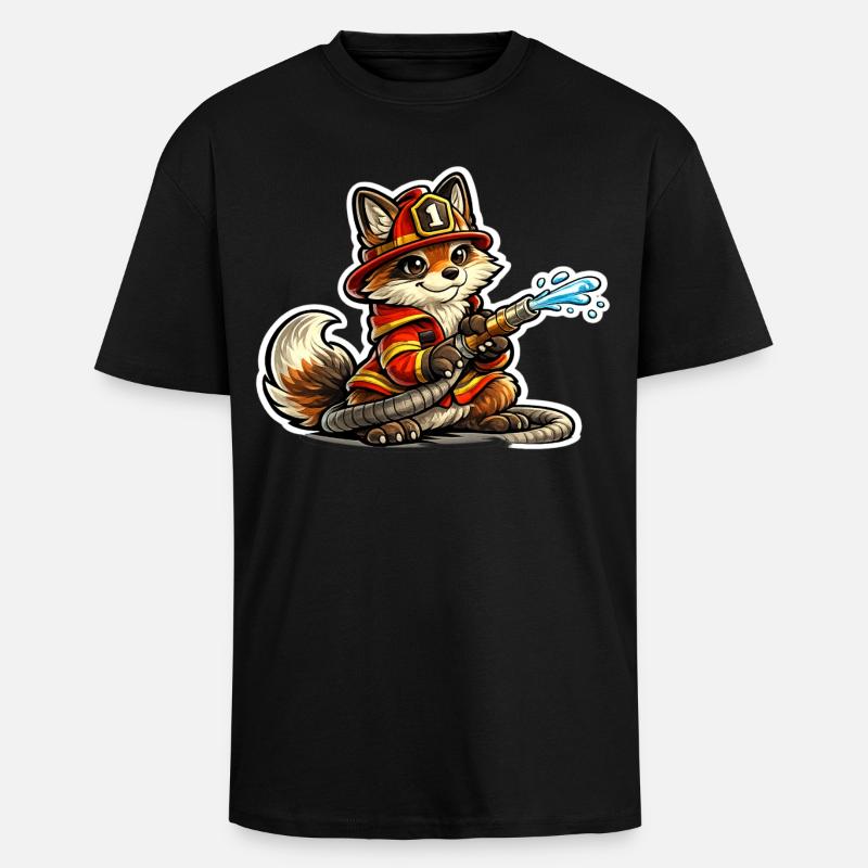 Fuchs Feuerwehrheld im Einsatz - Oversized Heavyweight Unisex T-Shirt - Schwarz
