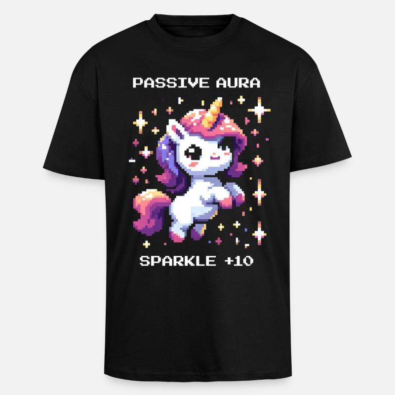 Passive Aura Active | Glitter Bonus - Unisex Oversized Heavyweight T-shirt - black