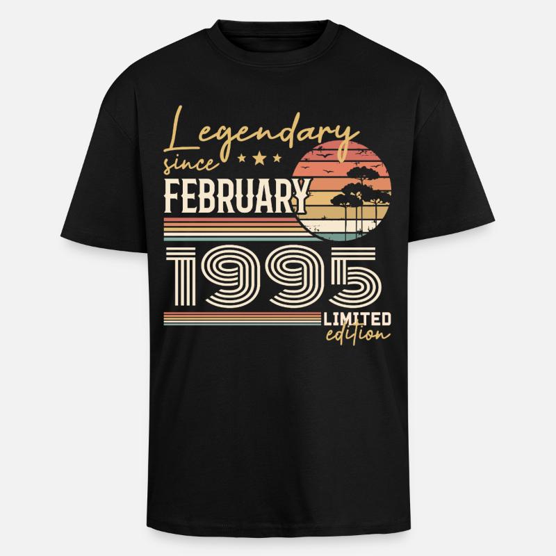 Février 1995 anniversaire 1995 légendes Février - T-shirt unisexe oversize épais - noir