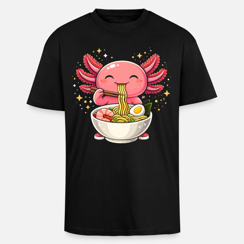Ramenengelchen mit Nudeln - Oversized Heavyweight Unisex T-Shirt - Schwarz
