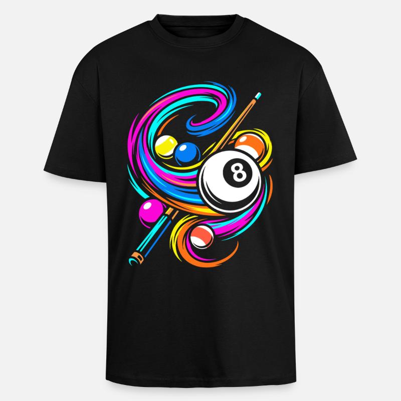 Boules de billard et queue - T-shirt unisexe oversize épais - noir