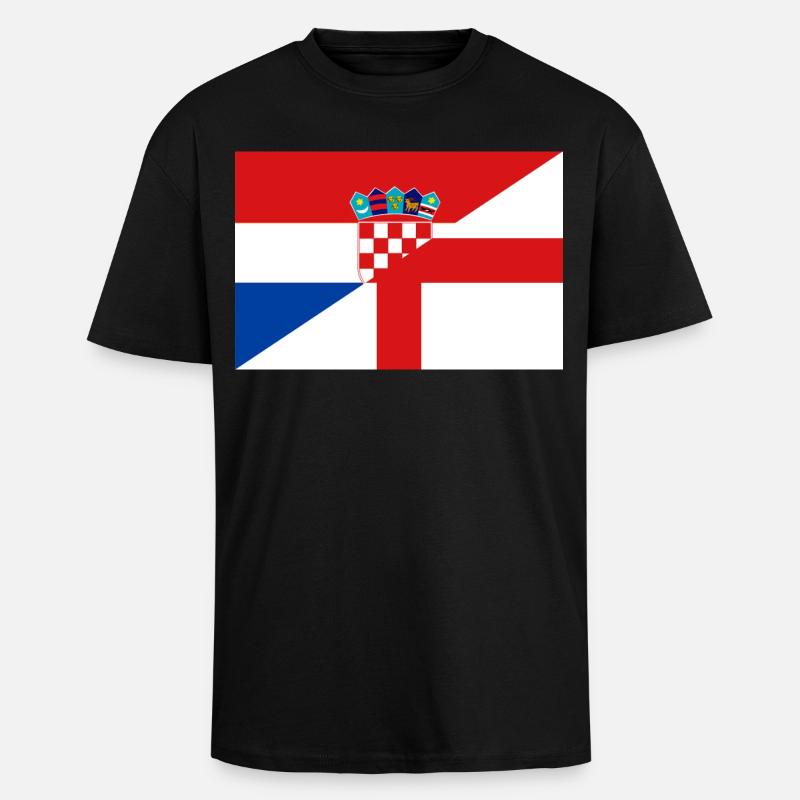 Drapeau de Croatie et Angleterre - T-shirt unisexe oversize épais - noir