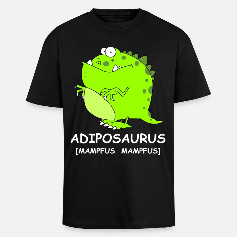 Adiposaursus Dino-Comic - Oversized Heavyweight Unisex T-Shirt - Schwarz
