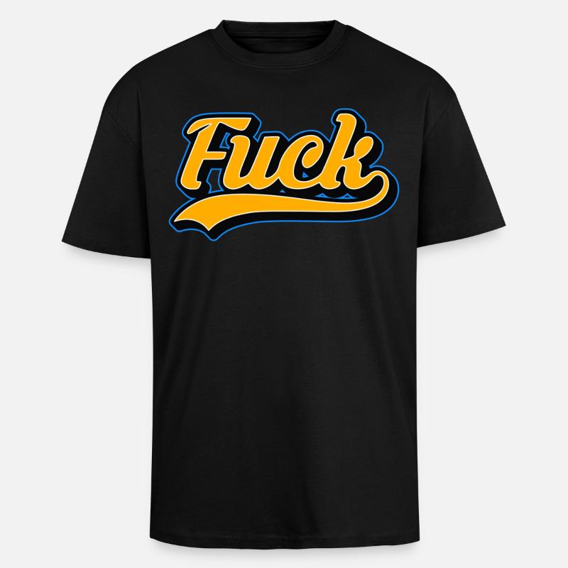 F-Word Retro Script - Unisex Oversized Heavyweight T-shirt - black