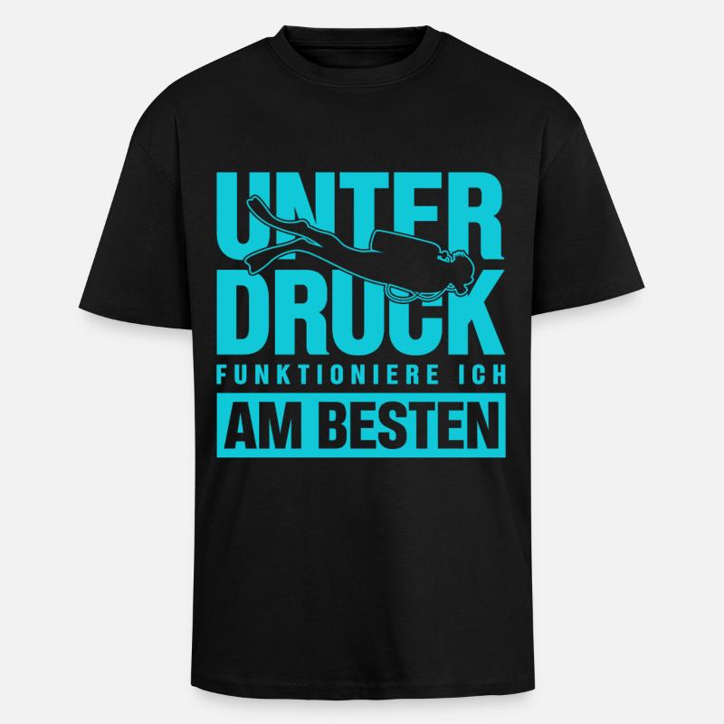 I function best under pressure divers - Unisex Oversized Heavyweight T-shirt - black