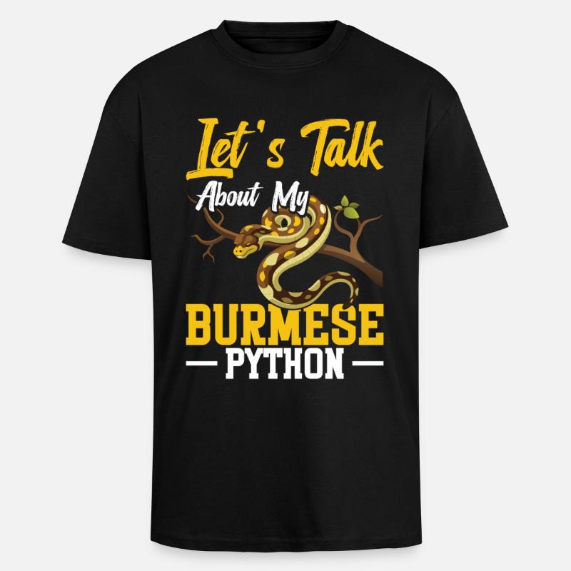 Burmesischer Python-Besitzer Schlangenterrarium Hide Python - Oversized Heavyweight Unisex T-Shirt - Schwarz