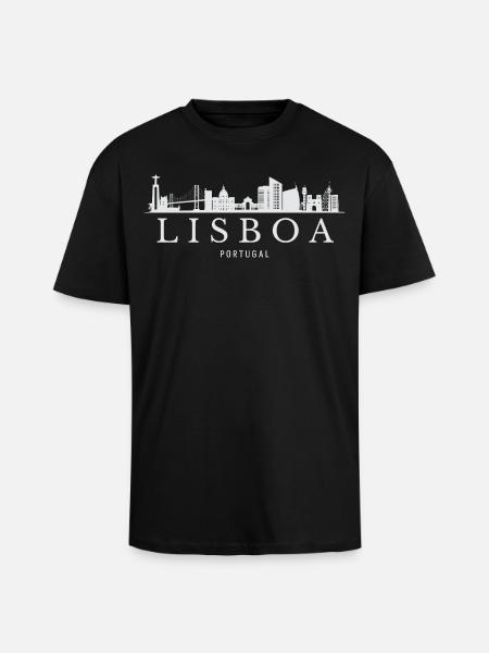Lisbon Portugal, Lisbon's skyline - Unisex Oversized Heavyweight T-shirt - black