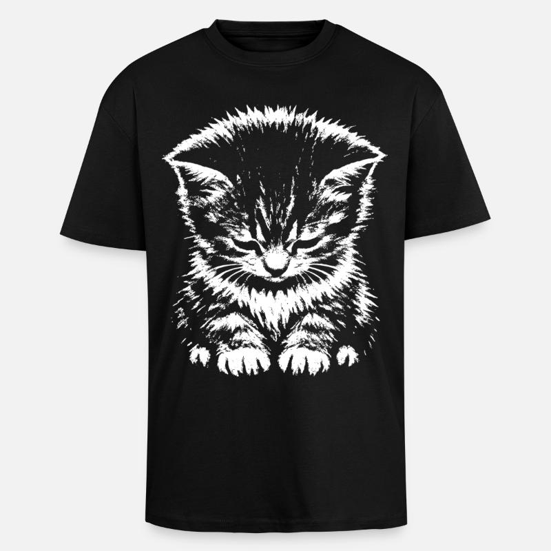 Traurige Katze Meme Geschenk - Oversized Heavyweight Unisex T-Shirt - Schwarz