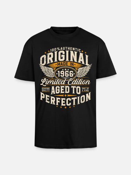 Cadeau d’anniversaire original de 1966 - T-shirt unisexe oversize épais - noir