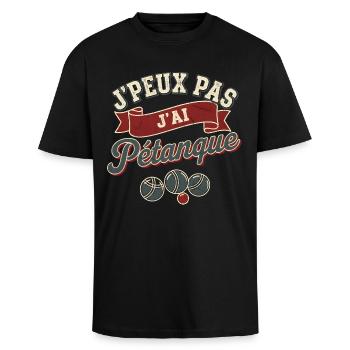 Ich kann nicht. Ich habe Pétanque gespielt. - Oversized Heavyweight Unisex T-Shirt - Schwarz - Vorne - Alina (178cm) & Michal (187cm)